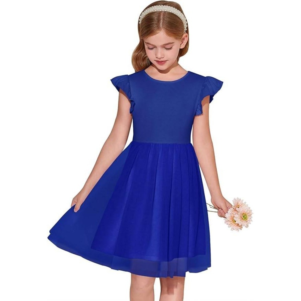 MSRP $26 Haloumoning Girls 13-14 Years Tutu Dress Ruffle Short Sleeve Fluffy Su